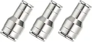uxcell Air Line Fittings, 1/3" to 1/2" Transform Nickel-Plated Brass Push to Connect Quick Connect Pipeline Hose Connector Replace Repair Kit for Air Compressor Pneumatic System, 3 Pcs