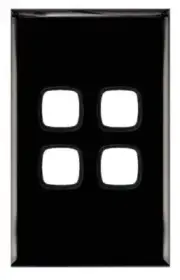 HPM XL SERIES GRID & COVER PLATE 117x73mm 4-Gangs Horizontal & Vertical, Black