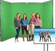 GSKAIWEN 7.87ft x 13.12ft Portable Large Chromakey Green Screen Backdrop with Stand Photography Background Support System for Stage, Live Streaming, Parties, Keying,Photo Studio Video Shooting