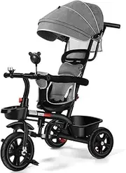 4in1 Baby Walker Kids Trike Tricycle Bike Children Bicycle Ride On Toy Safety Fence Adjustable Seat Handlebar Black