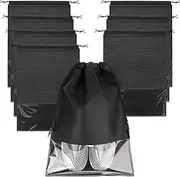 [ZADEICK] 8 PCS Black Shoe Bags for Travel, 12.6" X 17.3" Drawstring Travel Shoe Bags for Packing, Large Drawstring Dustproof Portable Travel Shoe Storage Bag for Men & Women, Black, Drawstring