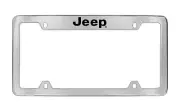 Jeep Wordmark Chrome Plated Metal Top Engraved License Plate Frame Holder