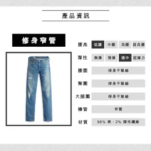 【LEVIS 官方旗艦】MADE IN JAPAN MIJ日本製 男 511低腰修身窄管牛仔褲/淺藍破壞水洗 熱賣單品 A5876-0002