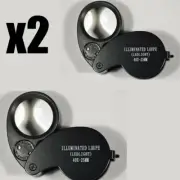 2x 40x 25mm Glass Magnifier Magnifying Jeweler Eye Jewelry Loupe Loop LED Light