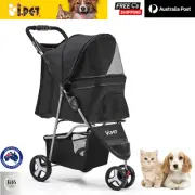 I.Pet Pet Stroller Dog Cat Carrier Travel Pushchair Foldable Pram Walk 4 Wheel