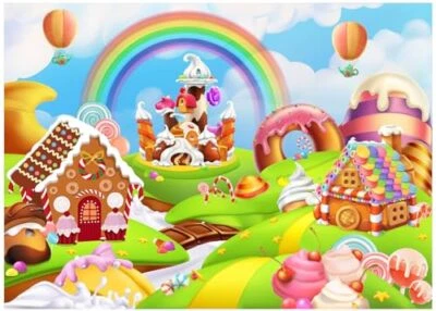 82.7"x59" Candyland Backdrop Gingerbread Party Banner Decorations Candy Land ...