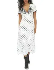 [Belle & Bloom] You And I Polka Dot Midi Dress in White