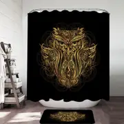 Golden Royal Owl Shower Curtain