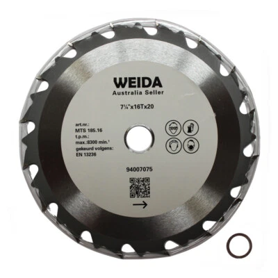 3x 185mm Wood Circular Saw Blade Cutting Disc 7-1/4” 16T Bore 20/16mm Timber Cut