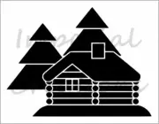 LOG CABIN Trees Wood House Christmas 8.5 x 11 Holiday Stencil Plastic Sheet S549