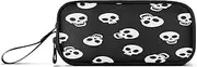RPLIFE Cartoon White Skulls Black Eye Pencil and Pen Pouch, Pencil Pouch with Zipper, Pencil Case Large