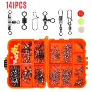 Fishing Accessories Kit Snaps Rolling Swivel Beads Pin Sinker Weights Tackle Box