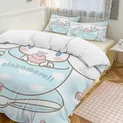 v928 Cinnamoroll 3-Piece Twin Bed Set - Includes 1 Single Comforter And 2 Pillowcases Bedding - Fade Resistant Microfiber - Cinnamoroll io928