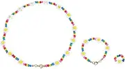 [Healeved] Acrylic Beaded Necklace Bracelet Ring Festival Style Jewelry Set for Kids Girls Toddlers Dress up Toys