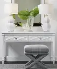 Satin White 2 Drawer Diamond Console Hallway Display Entry Table Chrome Handles