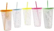 5 Pieces Color Changing Cups Large Capacity Clear Cups for Home Travel 5 Colors 720ml