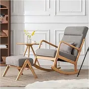Glider Chair Fabric Rocking Chair with Ottoman,High Backrest for Nursery,Upholstered Glider Rocker Indoor Rocking Armchair with Lumbar Pillow for Living Baby Room (Color : Gray)
