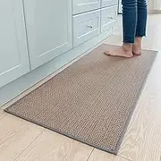 2 PCS Kitchen Rugs Washable, Non-Slip Kitchen Mats Natural Rubber Kitchen Mats for Floor Runner Rugs Set for Kitchen Floor Front of Sink, Hallway, Laundry Room (Grey)