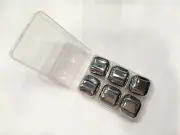 6x Stainless Steel Drink Chiller Ice Cubes Rocks Stones Glacier Wine Whisky Box