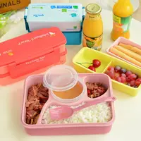 在飛比找樂天市場購物網優惠-日式可愛學生分格塑料飯盒 兒童卡通雙層便當盒可微波保溫餐盒