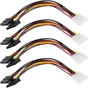 4PCS SATA 4-Pin Male to 15 Pin Female Dual SATA Power Splitter Adapter Cable for Serial ATA Hard Disk Drive SATA Interface SSD HDD CD Drive DVD Drive 19.5cm