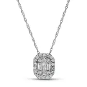0.25 CT. T.W. Composite Natural Diamond Octagon Frame Pendant in 10K White Gold