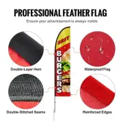 Burger Restaurant Swooper Flag Kit 16.3 FT Advertising Poles Outdoor Sign