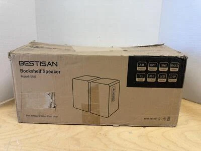 Bestisan SR01 50W RMS Wood Grain Powered Bluetooth Bookshelf Speaker System
