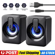 USB Power Wired Computer Speaker Sound Stereo 3.5mm Jack For Desktop PC Laptop