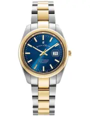 [Jacques Du Manoir] Swiss Inspiration Allure Blue Dial Stainless Strap Watch 32mm in Two Tone