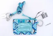 New NWT Vera Bradley Go Fish Blue Aqua Teal Zip ID Case & Lanyard Key Ring Set
