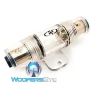 HUGFEN FH-10 CHROME MINI ANL FUSE HOLDER 4/8 GAUGE IN 4/8 GAUGE OUT CAR AUDIO