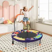 Costway36 Inch Mini Trampoline Foldable for Kids with LED Lights and Handlebar-Purple