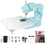 Sewing Machine, Mini Sewing Machine for Beginners, with 99 Pieces Sewing Kit & Case, Portable Sewing Machines - Blue & White