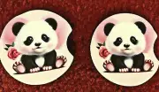 PANDA BEAR CAR COASTERS-2-PK TO PREVENT STICKY CUP HOLDERS