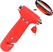 ASEANAO Auto Emergency Escape Hammer with Window Breaker and Seat Belt Cutter, Striking Red Emergency Escape Tool for Car Accidents (Solid)