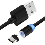 Bakeey 360 Degree Magnetic LED Type-C Braided Data Charging Cable for Samsung S8 Note 8 S9 24 BLACK