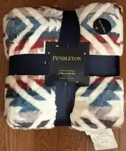 Pendleton TWO PIECE “White Shores” Sherpa THROW BLANKET & PILLOW Gift Set