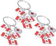 [NOLITOY] 3pcs Canadian Flag Keychains Carabiner Keychains National Flag Design for Family Colleague