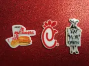 5pc. Chicken, Coke, and Fries Cabochon, Planar Resin Flatback, Bow Center, Flat