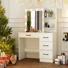 Makeup Vanity Desk w/ Mirror and LightsDressing Table with Charging Station