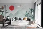 3D Tree Mountain Ship Sun Fog Self-adhesive Removeable Wallpaper Wall Mural 3776