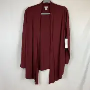 Chico's Touch of Cool Polished Open Knit Cardigan In Cranberry Spice Size 1 (M)