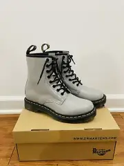 Size 9, Dr. Martens Womens Boots,Brand New w/ Box, Zinc Grey, Patent Lamper