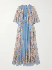 [Zimmermann] Zimmermann - Cascadian Tiered Ruffled Floral-print Recycled-georgette Maxi Dress - Blue - 4 4 Blue