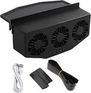 Solar Exhaust Fan for Car - Solar Automobile Fan | With USB Rechargeable 1200mAh and Auto Cooling for Men Women Truck Car Vehicle