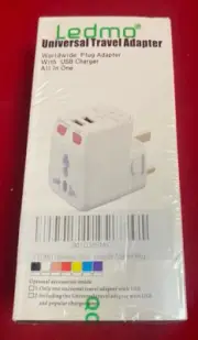 LEDMO Universal World Travel AC Power Adapter with Dual USB Ports Worldwide Plug