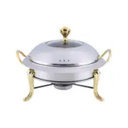 SOGA Stainless Steel Round Chafing Dish with Glass Lid & Gold Accents