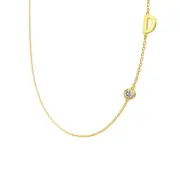 ANYCO Necklace 925 Silver Initial D Pendant With Round Cubic Zirconia 5A Jewelry For Women