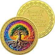 Blue-Violet Tree Serenity Sobriety Coin Gifts Set | Silver Blooming Medallion with Coin Capsule | Anniversary Token for Men & Women in Recovery | AA Sobriety Gifts Medallion for Month & Year Milestone